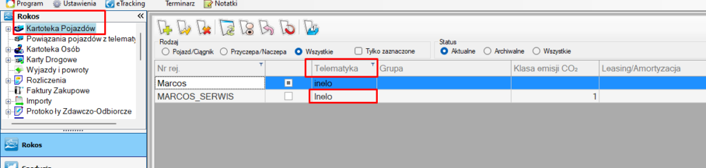 powiązanie pojazdu z telematyką