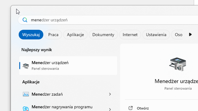 menadżer urządzeń
